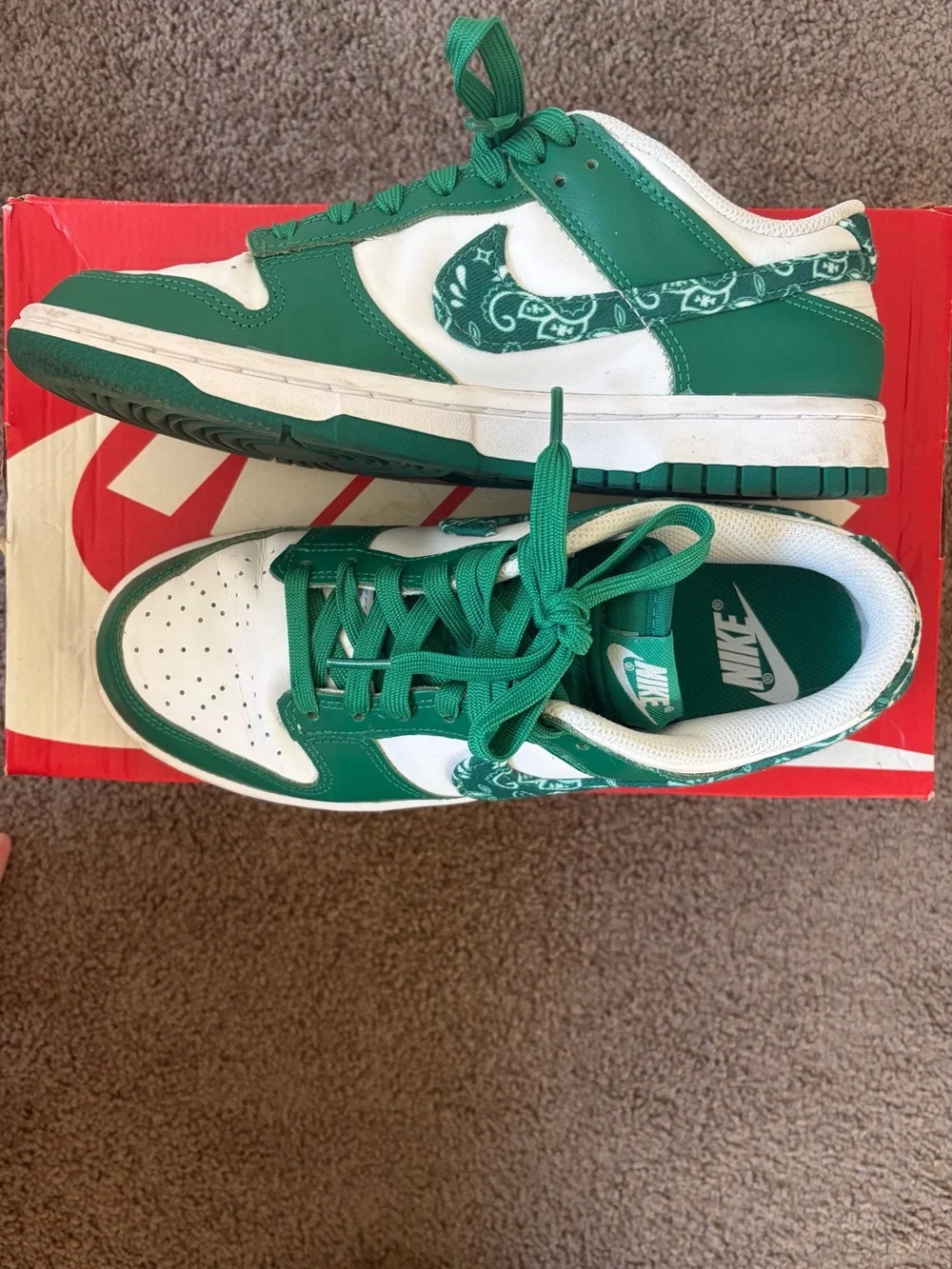 Nike Dunk Low Green White Paisley Accent